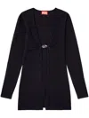 Diesel Deep V-neck Black Sweater With Twist Detail In 81e