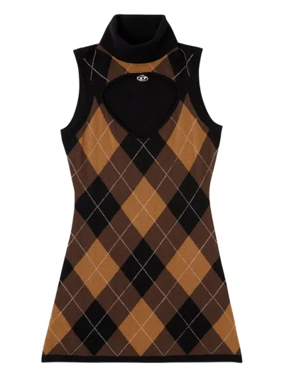 DIESEL M-ROMKO- DRESS WOMAN BLACK AND BROWN