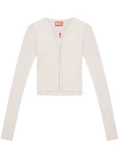Diesel M-ros Zipped Cardigan In Grey