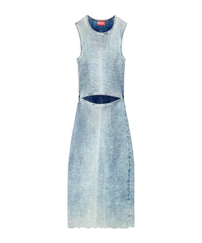 Diesel M-taryn Ribbed Midi Dress In Blue