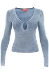 Diesel Light-blue M-teri Ribbed Top In Cotton