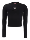 Diesel M-anchor-a Cropped Denim Sweatshirt With Cut-out Detail In Black