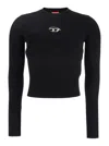 Diesel M-anchor-a Cropped Denim Sweatshirt With Cut-out Detail In Black