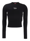 Diesel M-anchor-a Cropped Denim Sweatshirt With Cut-out Detail In Multicolor