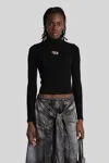 Diesel M-valari Ribbed Knit Long-sleeved Top In Black