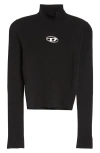 Diesel M-valari Top In Black Ribbed Stretch Jersey In Black