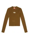 Diesel Rib-knit Viscose-blend Top With Oval D In Brown