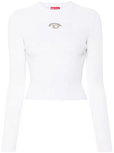 DIESEL DIESEL M-VALARI RIB-KNIT VISCOSE-BLEND TOP WITH OVAL D