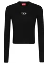 Diesel M-valari Ribbed Knit Long-sleeved Top In Black