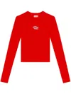 Diesel Rib-knit Viscose-blend Top With Oval D In Red