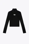Diesel M-valari Top In Black Ribbed Stretch Jersey In Nero