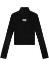 Diesel M-valari Top In Black Ribbed Stretch Jersey In Black