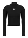 Diesel M-valari Top In Black Ribbed Stretch Jersey In Black