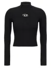 Diesel M-valari Top In Black Ribbed Stretch Jersey