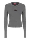 Diesel Woman Sweater Grey Size M Cotton In Grey