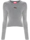 Diesel Woman Sweater Grey Size M Cotton In Grey