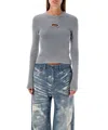 Diesel Woman Sweater Grey Size M Cotton In Grey