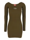 Diesel Women Green Ribbed Viscose M-vera Minidress In Brown