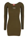 Diesel Women Green Ribbed Viscose M-vera Minidress In Brown
