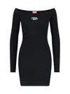 Diesel Black U Neck Dress With D-logo In Black  