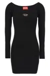 Diesel Black U Neck Dress With D-logo