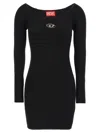 Diesel Black U Neck Dress With D-logo In Black