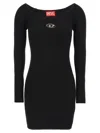 Diesel Black U Neck Dress With D-logo In Black