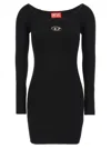 Diesel Black U Neck Dress With D-logo In Black