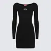 Diesel Black U Neck Dress With D-logo In Black