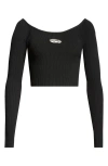 Diesel ® M-vera Logo Cutout Long Sleeve Crop Top In Deep/black