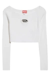 Diesel ® M-vera Logo Cutout Long Sleeve Crop Top In White