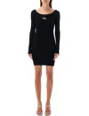 Diesel Black U Neck Dress With D-logo In Black