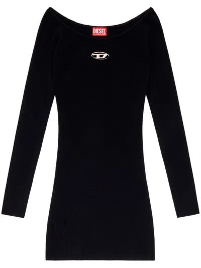 Diesel M-vera Ribbed Mini Dress In Black