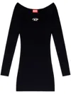 Diesel Black U Neck Dress With D-logo In Black