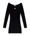 Diesel Black U Neck Dress With D-logo In Black