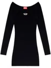 Diesel Black U Neck Dress With D-logo In Black