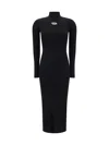 Diesel Ribbed Knit Bodycon Mini Dress With Cut-out Details In 004 - Deep/black