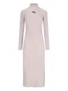 Diesel Midi Dress In Ribbed Knit In Taupe