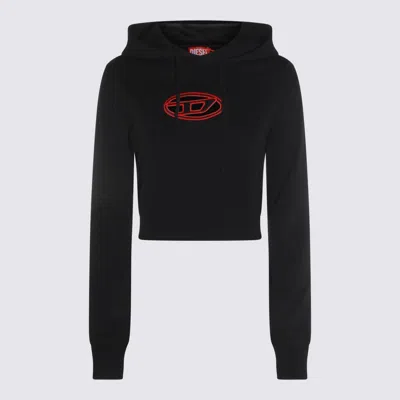 Diesel F-slimmy Logo-embroidered Cropped Hoodie In Black