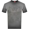 Diesel T-shirt With Phoenix Devoré In Gray