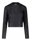 Diesel Cable Knit Crewneck Sweater In Black