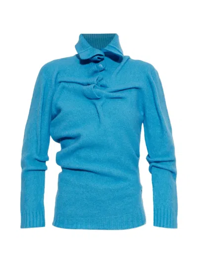 Diesel M-amary Ruffled Turtleneck Sweater In 블루
