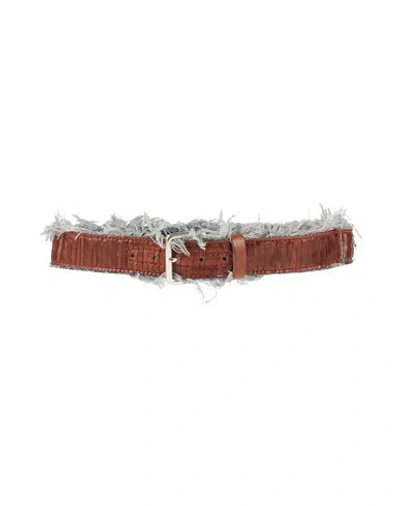 Diesel Man Belt Brown Size 36 Cotton, Cow Leather