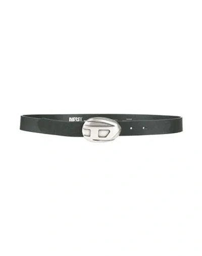 Diesel Man Belt Dark Green Size 39.5 Cow Leather In Gray