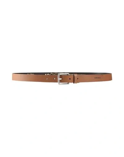 Diesel Man Belt Tan Size 38 Cow Leather In Brown