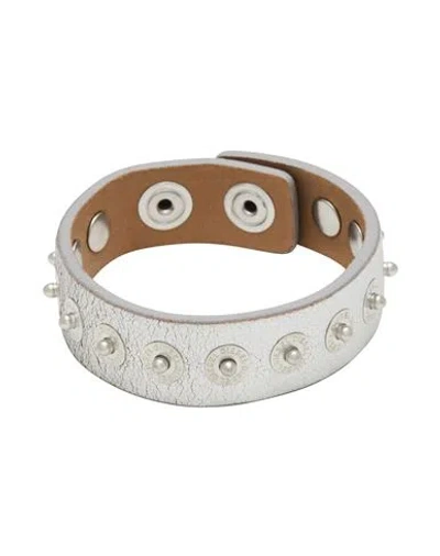 Diesel Man Bracelet Silver Size - Leather In Red