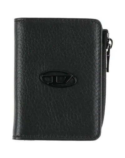 Diesel Man Coin Purse Black Size - Cow Leather, Zamak