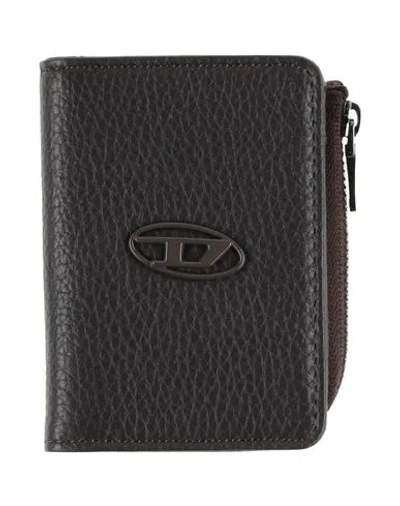 Diesel Man Coin Purse Dark Brown Size - Cow Leather, Zamak