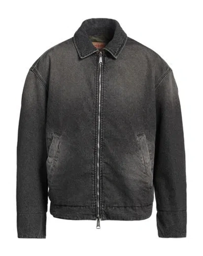 Diesel Man Denim Outerwear Black Size L Cotton, Polyamide
