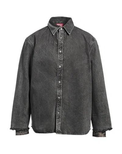 Diesel Man Denim Shirt Black Size 44 Cotton
